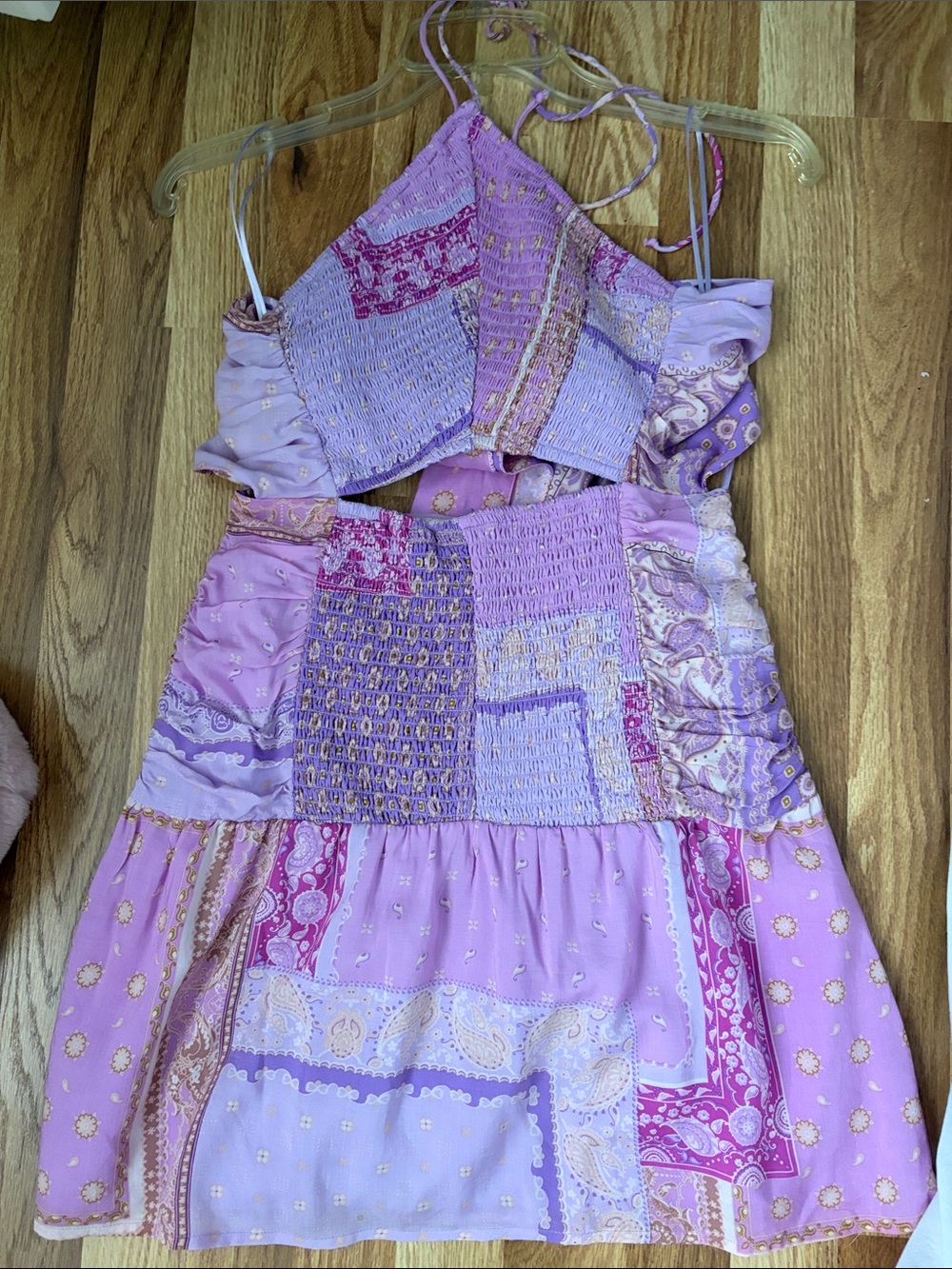 Lavender Patchwork Bandana Halter Dress